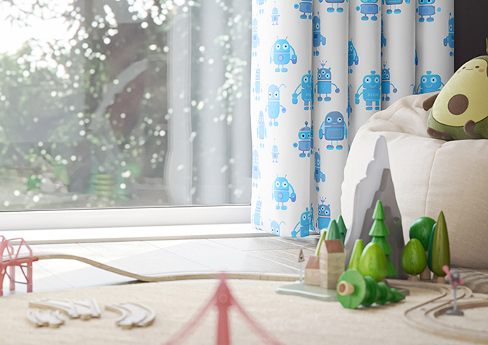 Robo Town, Bot Blue - Made to Measure Curtains - Image 5